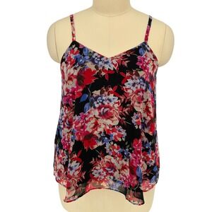 Torrid Sophie Cami Top Black Floral V-Neck Adjustable Straps Size 0